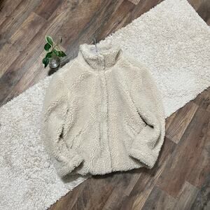 Pacsun Size XS/S Oversized Cream Sherpa Full Zip High Collar Teddy Heavy Coat